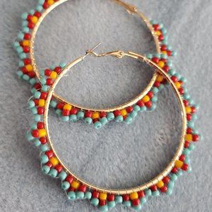 beaded hoop earrings